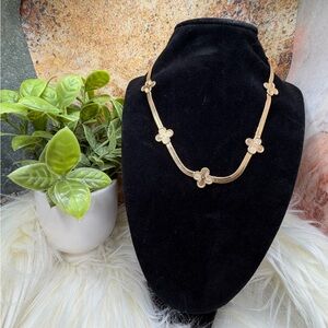 Gold Clover Station Necklace - 18k Gold Filled